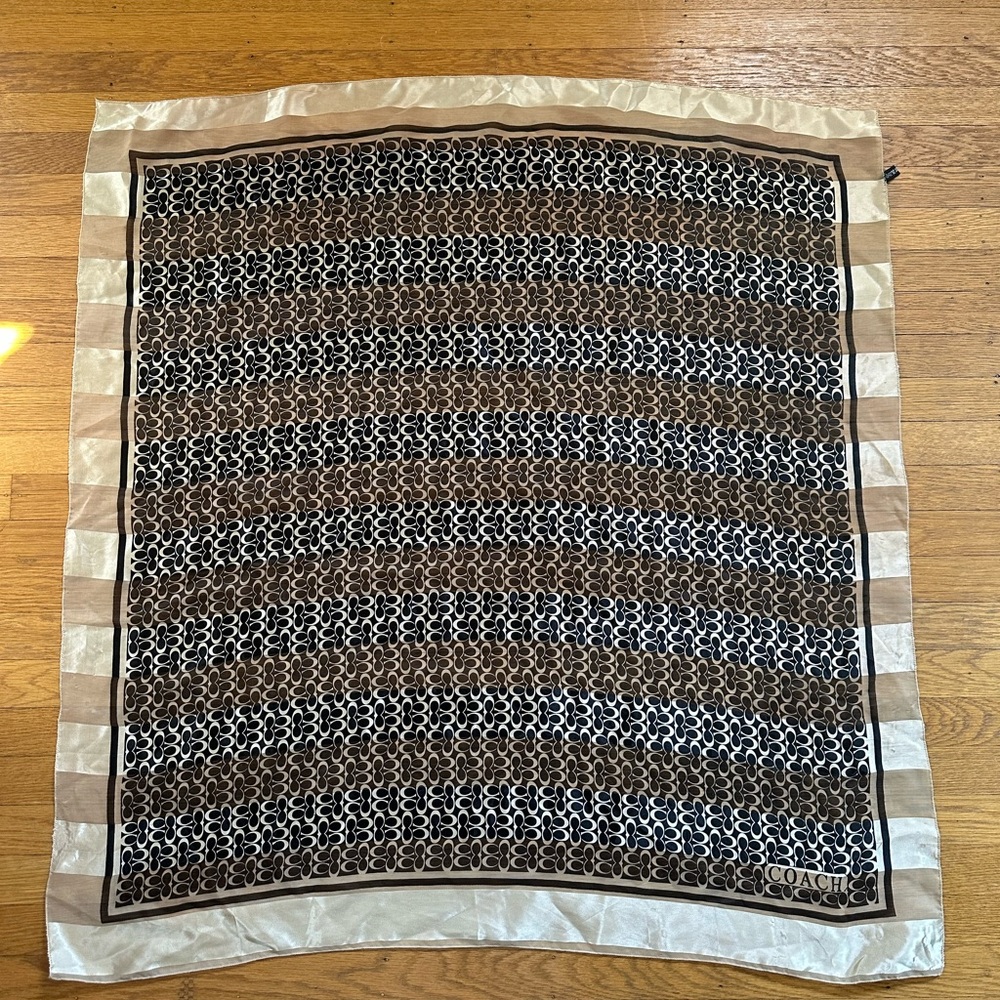 Coach Black and Brown Geometric Scarf
